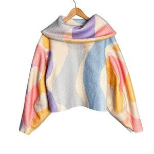 OOPSCOOL Road Boucle Top SIZE small Multicolor NEW Colorful Abstract Retro